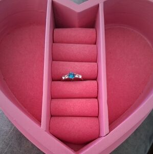 Elegant Blue Gemstone Silver Color Ring Size 8